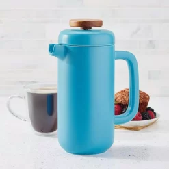 Coffee Makers BonJour Ceramic Coffee And Tea 8-Demitasse-Cup Aqua Ceramic French Press -BergHOFF Shop aqua bonjour french presses 47468 31 1000