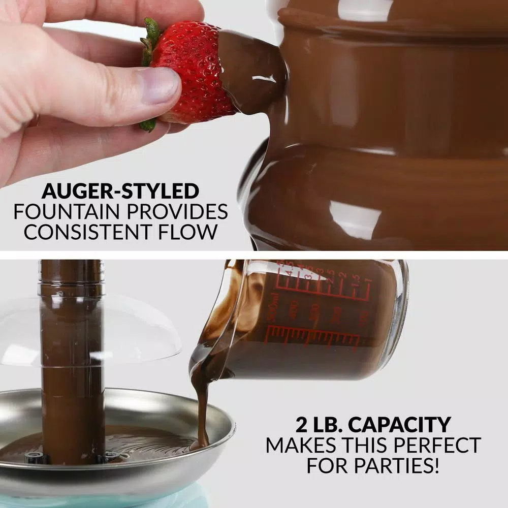 Dessert Makers Nostalgia 4-Tier Aqua Chocolate Fondue Fountain 3 Dessert Makers Nostalgia 4-Tier Aqua Chocolate Fondue Fountain - Image 3