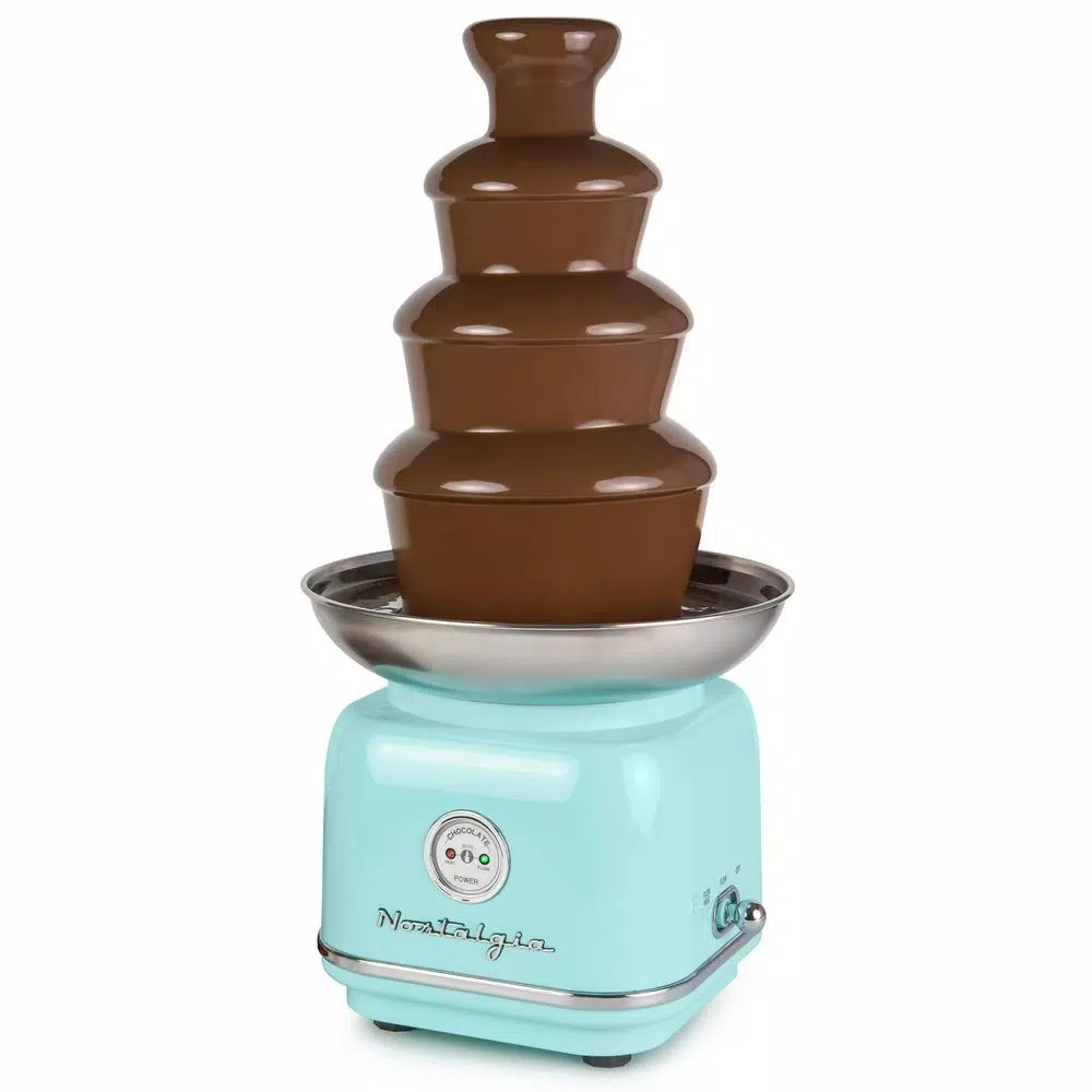 Dessert Makers Nostalgia 4-Tier Aqua Chocolate Fondue Fountain 1 Dessert Makers Nostalgia 4-Tier Aqua Chocolate Fondue Fountain