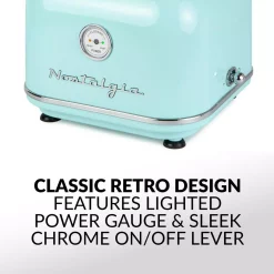 Dessert Makers Nostalgia Retro Aqua Electric Cotton Candy Maker With 2-Reusable Cotton Candy Cones -BergHOFF Shop aqua nostalgia cotton candy machines clcm8aq 4f 1000