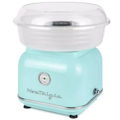 Dessert Makers Nostalgia Retro Aqua Electric Cotton Candy Maker With 2-Reusable Cotton Candy Cones