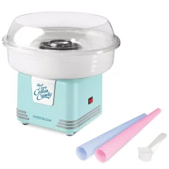 Dessert Makers Nostalgia Retro Aqua Hard And Sugar Free Cotton Candy Maker With Cotton Candy Cones