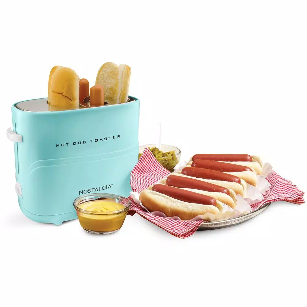 Toasters Nostalgia Retro Series 2-Slice Aqua Long Slot Hot Dog And Bun Toaster With Crumb Tray And Mini Tongs 3 Toasters Nostalgia Retro Series 2-Slice Aqua Long Slot Hot Dog And Bun Toaster With Crumb Tray And Mini Tongs - Image 3
