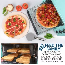 Toasters Nostalgia Retro 1500 W Aqua 12-Slice Convection Toaster Oven With Built-in Timer -BergHOFF Shop aqua nostalgia toaster ovens rtov2aq 4f 1000