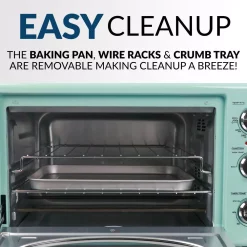 Toasters Nostalgia Retro 1500 W Aqua 12-Slice Convection Toaster Oven With Built-in Timer -BergHOFF Shop aqua nostalgia toaster ovens rtov2aq fa 1000