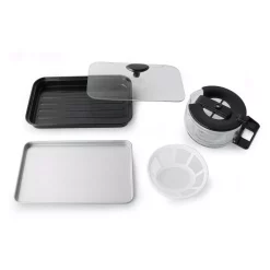 Toasters SPT Breakfast Center 1450 W 2-Slice Black And Stainless Steel Toaster Oven With Griddle And Coffee Maker -BergHOFF Shop black and stainless steel spt toaster ovens bm 1120b 44 1000