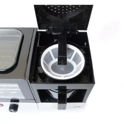 Toasters SPT Breakfast Center 1450 W 2-Slice Black And Stainless Steel Toaster Oven With Griddle And Coffee Maker -BergHOFF Shop black and stainless steel spt toaster ovens bm 1120b 4f 1000