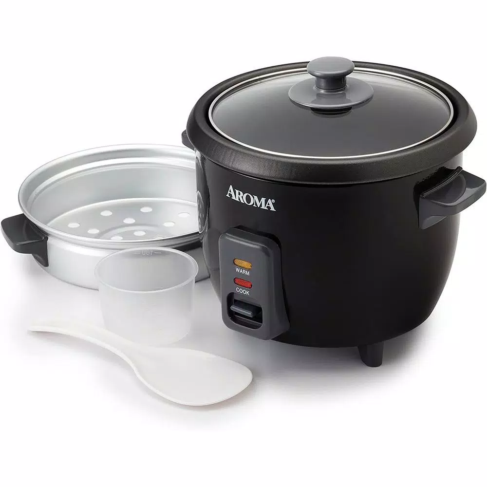 Cookers AROMA 6-Cup Black Rice Cooker With Removable Steam Tray 3 Cookers AROMA 6-Cup Black Rice Cooker With Removable Steam Tray - Image 3