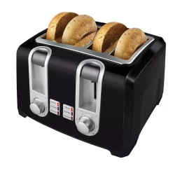 Toasters BLACK+DECKER 4-Slice Black Extra-Wide Slot Toaster With Browning Control 8 Toasters BLACK+DECKER 4-Slice Black Extra-Wide Slot Toaster With Browning Control -BergHOFF Shop black black decker pop up toasters t4569b 1f 1000