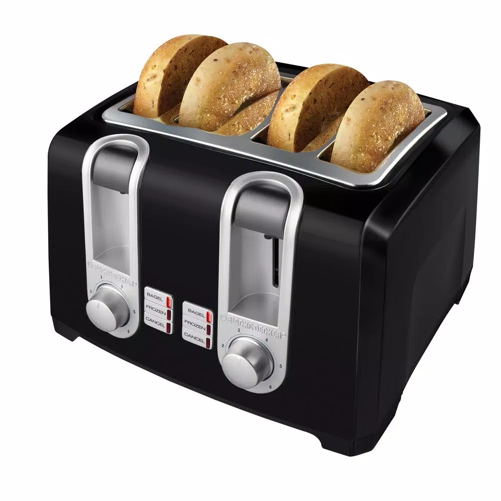 Toasters BLACK+DECKER 4-Slice Black Extra-Wide Slot Toaster With Browning Control 4 Toasters BLACK+DECKER 4-Slice Black Extra-Wide Slot Toaster With Browning Control - Image 4