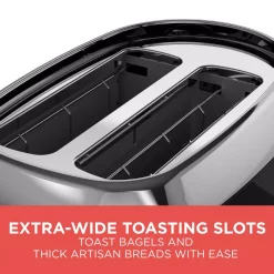 Toasters BLACK+DECKER 2-Slice Black Wide Slot Toaster With Temperature Control 7 Toasters BLACK+DECKER 2-Slice Black Wide Slot Toaster With Temperature Control -BergHOFF Shop black black decker pop up toasters tr1300bd 4f 1000