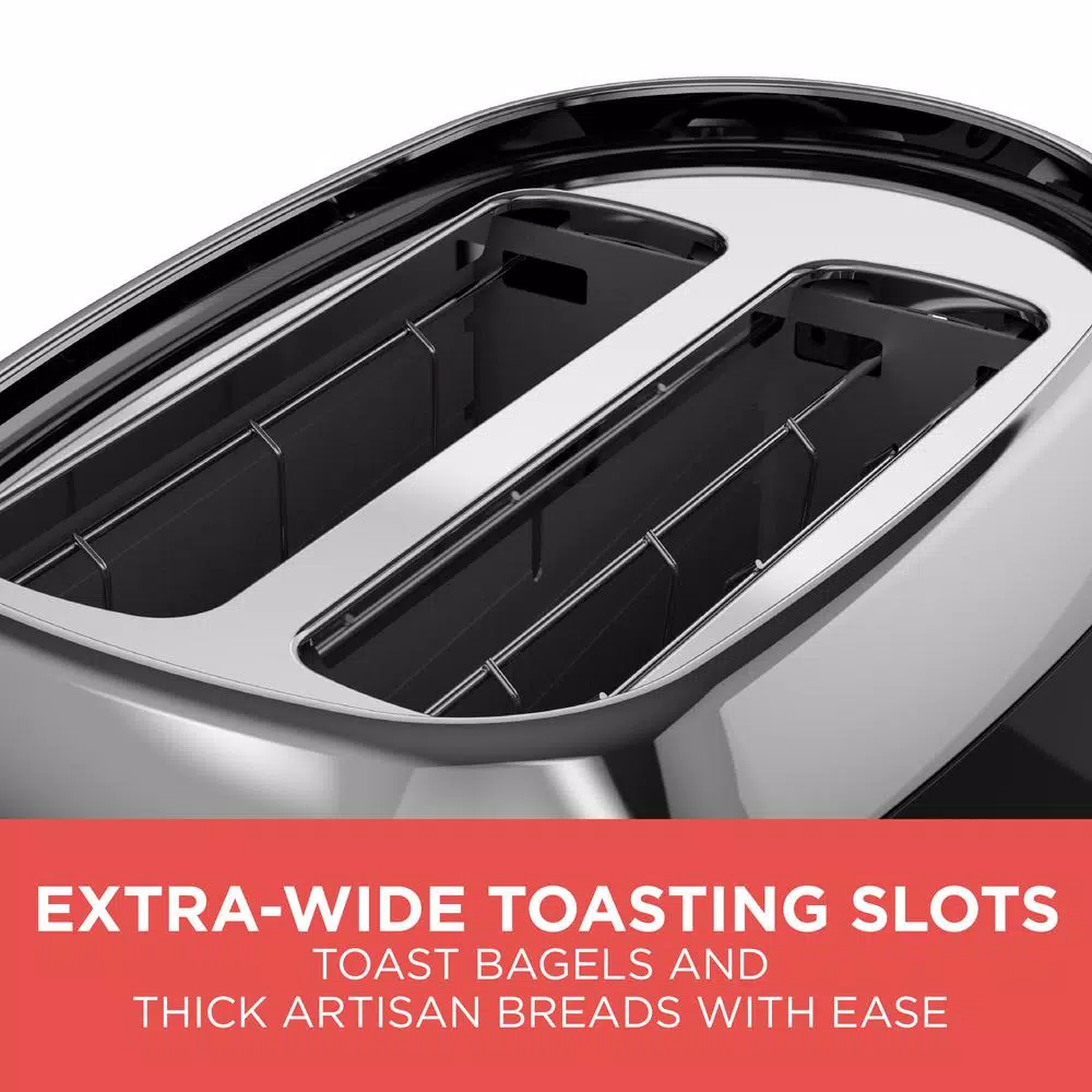 Toasters BLACK+DECKER 2-Slice Black Wide Slot Toaster With Temperature Control 3 Toasters BLACK+DECKER 2-Slice Black Wide Slot Toaster With Temperature Control - Image 3