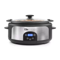 Cookers Elite Platinum 6 Qt. Black Programmable Slow Cooker With Locking Lid -BergHOFF Shop black elite slow cookers mst 610dt 4f 1000