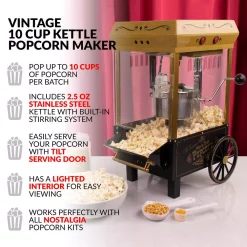 Popcorn Machines Nostalgia 390 W 2.5 Oz. Black Kettle Popcorn Maker With Lighted Interior -BergHOFF Shop black gold nostalgia popcorn machines kpm528 4f 1000