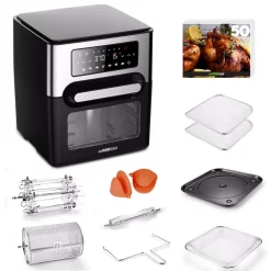 Toasters GoWISE USA 1700W 12.7 Quart Air Fryer Toaster Oven Select With Rotisserie And Dehydrator Features And Accessories, Black