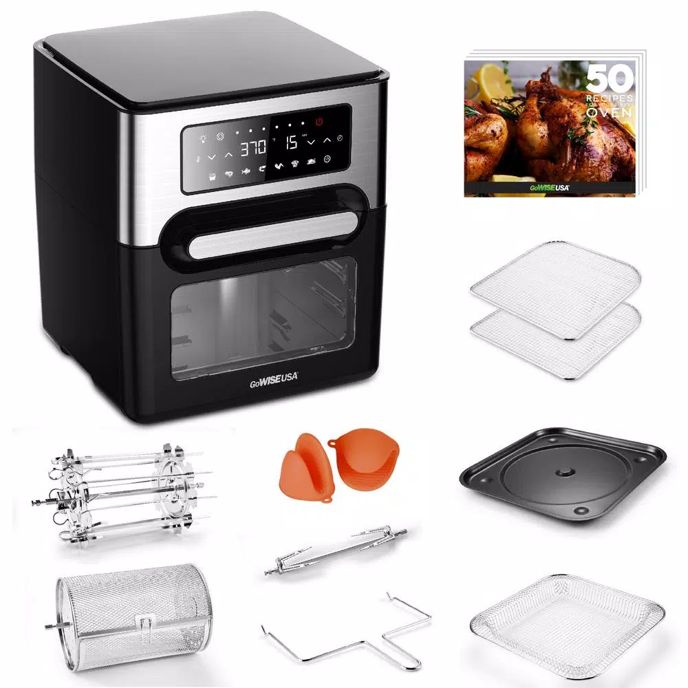 Toasters GoWISE USA 1700W 12.7 Quart Air Fryer Toaster Oven Select With Rotisserie And Dehydrator Features And Accessories, Black 1 Toasters GoWISE USA 1700W 12.7 Quart Air Fryer Toaster Oven Select With Rotisserie And Dehydrator Features And Accessories, Black