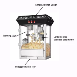 Popcorn Machines Great Northern 850-Watt 8 Oz. Black Popcorn Popper -BergHOFF Shop black great northern popcorn machines 286840mxp 4f 1000