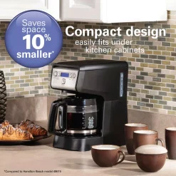Coffee Makers Hamilton Beach Compact 12-Cup Black Programmable Drip Coffee Maker -BergHOFF Shop black hamilton beach drip coffee makers 46200 1f 1000