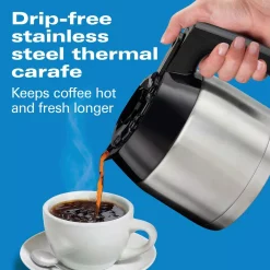 Coffee Makers Hamilton Beach 8-Cup Black Programmable Coffee Maker With Thermal Carafe -BergHOFF Shop black hamilton beach drip coffee makers 46240 1f 1000