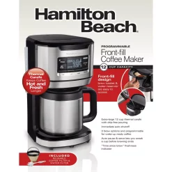 Coffee Makers Hamilton Beach 12-Cup Black Programmable Front-Fill Coffee Maker With Thermal Carafe -BergHOFF Shop black hamilton beach drip coffee makers 46391 4f 1000
