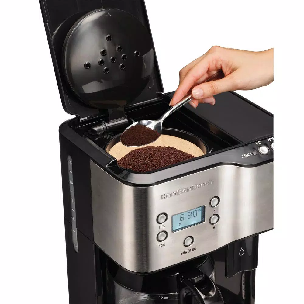 Coffee Makers Hamilton Beach 12-Cup Programmable Black Coffee Maker With Hot Water Dispenser 4 Coffee Makers Hamilton Beach 12-Cup Programmable Black Coffee Maker With Hot Water Dispenser - Image 4