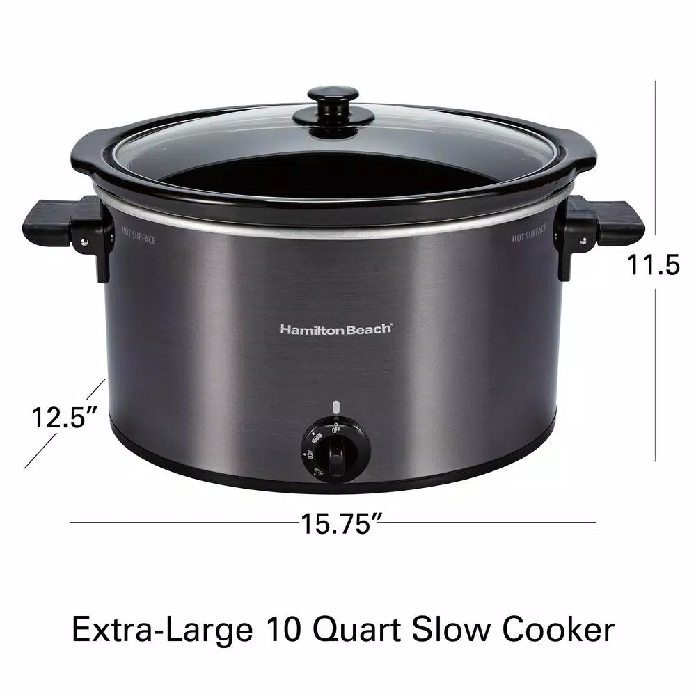 Cookers Hamilton Beach 10 Qt. Black Slow Cooker With Folding Handles 2 Cookers Hamilton Beach 10 Qt. Black Slow Cooker With Folding Handles - Image 2