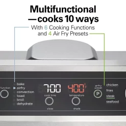 Toasters Hamilton Beach 1800 W 6-Slice Black Digital Air Fry Toaster Oven -BergHOFF Shop black hamilton beach toaster ovens 31220 4f 1000