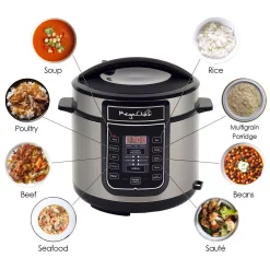 Cookers MegaChef 6 Qt. Black Electric Pressure Cooker With Built-In Timer -BergHOFF Shop black megachef electric pressure cookers 98599675m 1f 1000