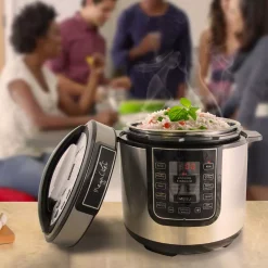 Cookers MegaChef 6 Qt. Black Electric Pressure Cooker With Built-In Timer -BergHOFF Shop black megachef electric pressure cookers 98599675m 44 1000
