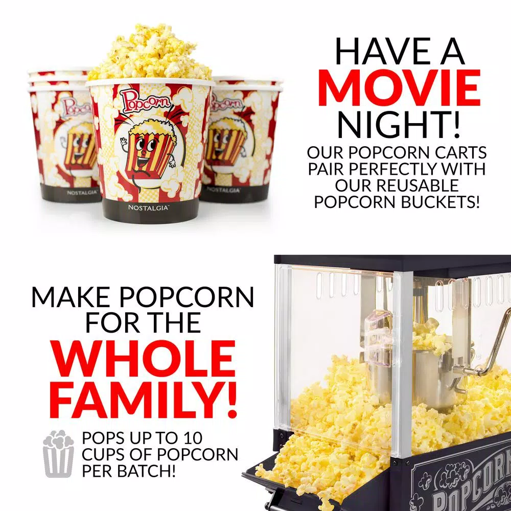 Popcorn Machines Nostalgia 390-Watts 2.5 Oz. Black Kettle Popcorn Maker 3 Popcorn Machines Nostalgia 390-Watts 2.5 Oz. Black Kettle Popcorn Maker - Image 3
