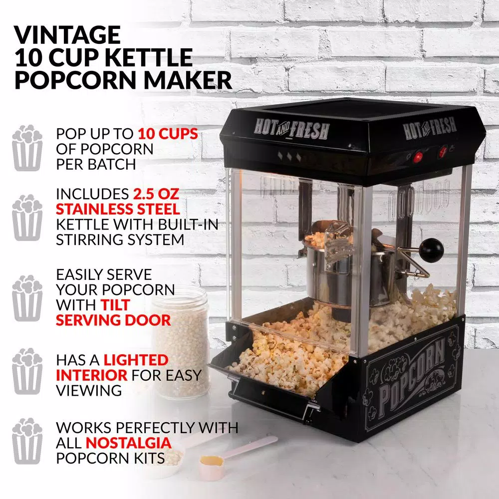 Popcorn Machines Nostalgia 390-Watts 2.5 Oz. Black Kettle Popcorn Maker 2 Popcorn Machines Nostalgia 390-Watts 2.5 Oz. Black Kettle Popcorn Maker - Image 2
