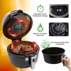 Toasters NutriChef Black Countertop Oven Air Fry Cooker Healthy Kitchen Air Fryer Convection Cooking -BergHOFF Shop black nutrichef toaster ovens pkairfr75 44 1000