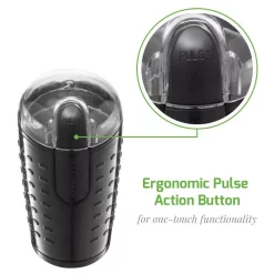 Coffee Makers Ovente 2.5 Oz. Black One-Touch Electric Coffee Grinder With Transparent Easy Open Lid And Stainless Steel Blades -BergHOFF Shop black ovente coffee grinders cg225b 44 1000