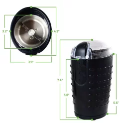 Coffee Makers Ovente 2.5 Oz. Black One-Touch Electric Coffee Grinder With Transparent Easy Open Lid And Stainless Steel Blades -BergHOFF Shop black ovente coffee grinders cg225b 76 1000