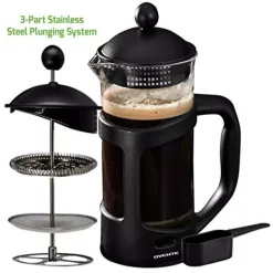 Coffee Makers Ovente 4-Cup Black French Press Cafetiere Heat-Resistant Borosilicate Glass Coffee And Tea Maker FREE Measuring Scoop -BergHOFF Shop black ovente french presses fpt34b 31 1000