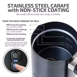 Coffee Makers Ovente 8 Oz. Black Automatic Electric Milk Frother And Steamer Hot Or Cold Froth Functionality Foam Maker And Warmer -BergHOFF Shop black ovente milk frothers fr3608b 4f 1000