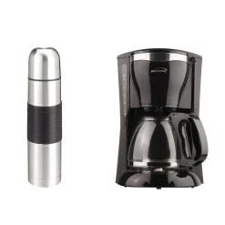 Coffee Makers Brentwood Appliances 12-Cup Black Coffee Maker And 16 Oz. Stainless Steel Vacuum-Insulated Coffee Thermos