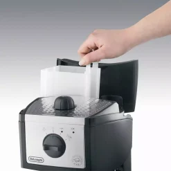 Coffee Makers DeLonghi EC155 15-Bar Black And Silver Espresso Machine And Cappuccino Maker -BergHOFF Shop black silver delonghi espresso machines ec155 4f 1000