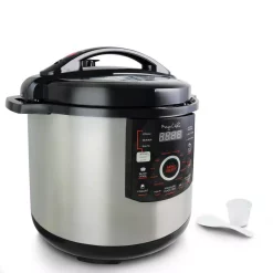 Cookers MegaChef 12 Qt. Black And Silver Electric Pressure Cooker With Automatic Shut-Off And Keep Warm Setting