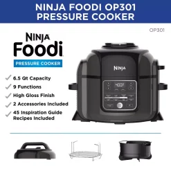 Cookers NINJA Foodi 6.5 Qt. Black Stainless Electric Pressure Cooker With Tender Crisp Technology 10 Cookers NINJA Foodi 6.5 Qt. Black Stainless Electric Pressure Cooker With Tender Crisp Technology -BergHOFF Shop black stainless ninja electric pressure cookers op301 c3 1000