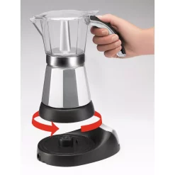 Coffee Makers DeLonghi Italian Moka 6-Cup Black Stainless Steel Espresso Machine -BergHOFF Shop black stainless steel delonghi espresso machines emk6 4f 1000