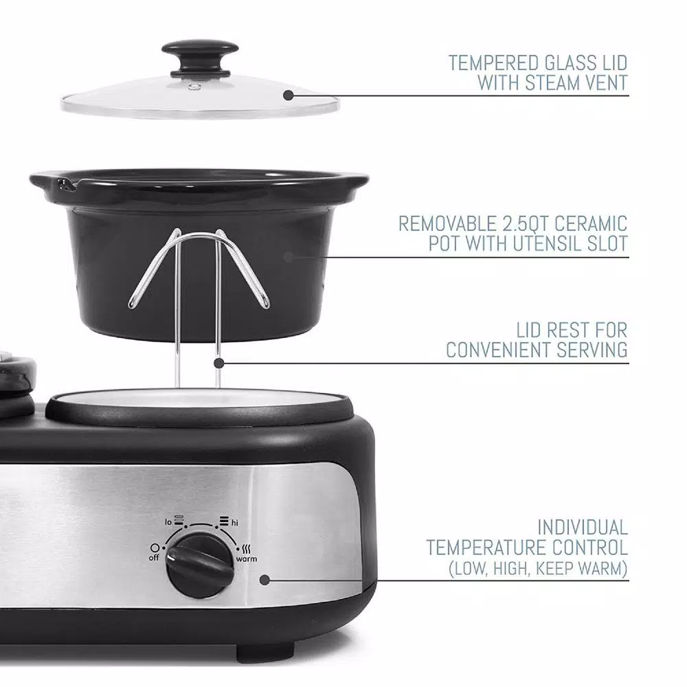 Cookers Elite Platinum 7.5 Qt. Red Slow Cooker With 3 Crocks And Cool-Touch Handles 2 Cookers Elite Platinum 7.5 Qt. Red Slow Cooker With 3 Crocks And Cool-Touch Handles - Image 2