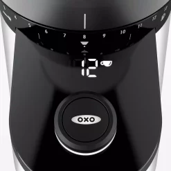Coffee Makers OXO 12 Oz. Black Stainless Steel Burr Coffee Grinder With Integrated Scale -BergHOFF Shop black stainless steel oxo coffee grinders 8710200 44 1000
