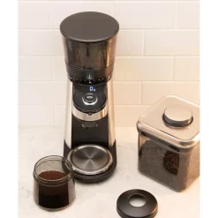 Coffee Makers OXO 12 Oz. Black Stainless Steel Burr Coffee Grinder With Integrated Scale -BergHOFF Shop black stainless steel oxo coffee grinders 8710200 76 1000