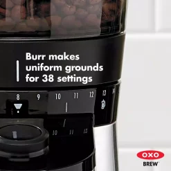 Coffee Makers OXO 12 Oz. Black Stainless Steel Burr Coffee Grinder With Integrated Scale -BergHOFF Shop black stainless steel oxo coffee grinders 8710200 a0 1000