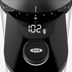 Coffee Makers OXO 12 Oz. Black Stainless Steel Burr Coffee Grinder With Integrated Scale -BergHOFF Shop black stainless steel oxo coffee grinders 8710200 fa 1000