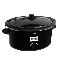 Cookers Weston 8 Qt. Black Slow Cooker With Locking Lid And Keep Warm Setting
