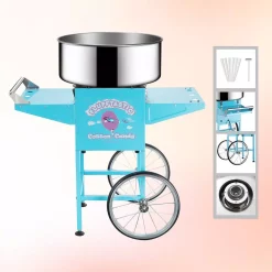 Dessert Makers Great Northern Blue Cotton Candy Machine And Cart- Flufftastic Floss Maker- Stainless Steel Pan, 2 Side Trays & 13 In. Wheels 5 Dessert Makers Great Northern Blue Cotton Candy Machine And Cart- Flufftastic Floss Maker- Stainless Steel Pan, 2 Side Trays & 13 In. Wheels -BergHOFF Shop blue great northern cotton candy machines 822493cgk 4f 1000