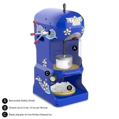 Dessert Makers Great Northern 24 Oz. In Blue Ice Cub Shaved Ice Machine -BergHOFF Shop blue great northern snow cone machines 172184kti 4f 1000