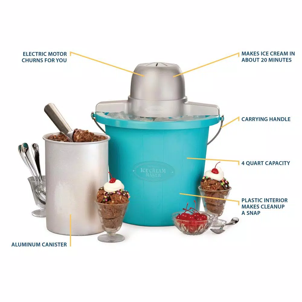 Dessert Makers Nostalgia 4 Qt. Electric Ice Cream Maker With Easy-Carry Handle 7 Dessert Makers Nostalgia 4 Qt. Electric Ice Cream Maker With Easy-Carry Handle - Image 7